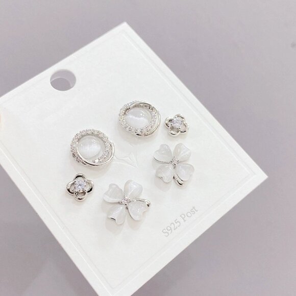 Premium S925 silver needle featuring three unique pairs earring set - Picture 1 of 3